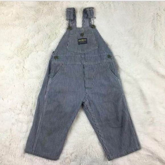 RARE Vintage OSH KOSH Boy's Striped Overalls